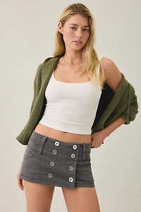BDG Can't Stop Canvas Button-Front Mini Skort