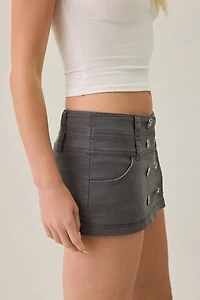 BDG Can't Stop Canvas Button-Front Mini Skort
