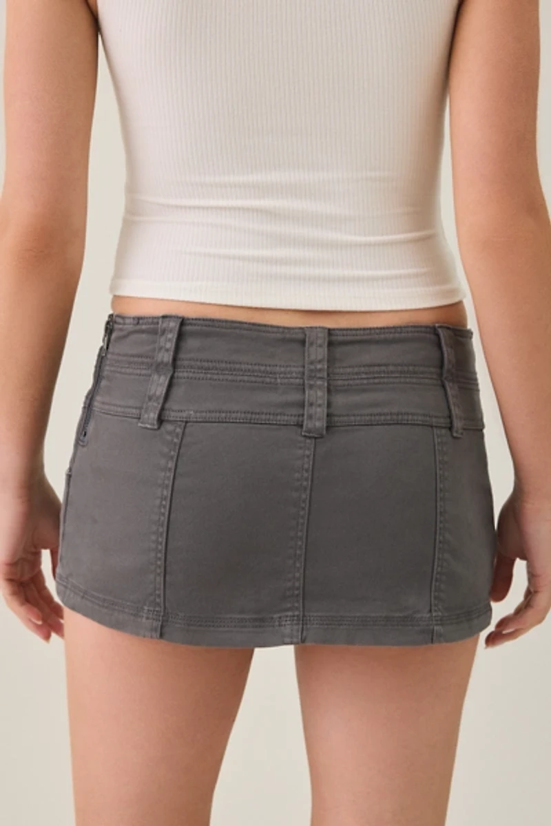 BDG Can't Stop Canvas Button-Front Mini Skort