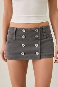BDG Can't Stop Canvas Button-Front Mini Skort