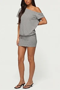 Edikted Striped Off Shoulder Cutout Mini Dress