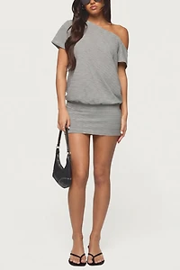 Edikted Striped Off Shoulder Cutout Mini Dress