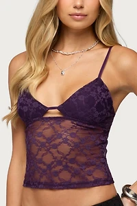Edikted Sheer Lace Cutout Tank Top