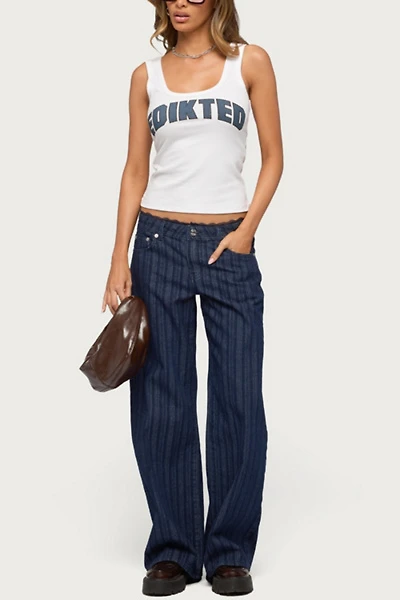 Edikted Lace Trim Striped Low Rise Baggy Jean