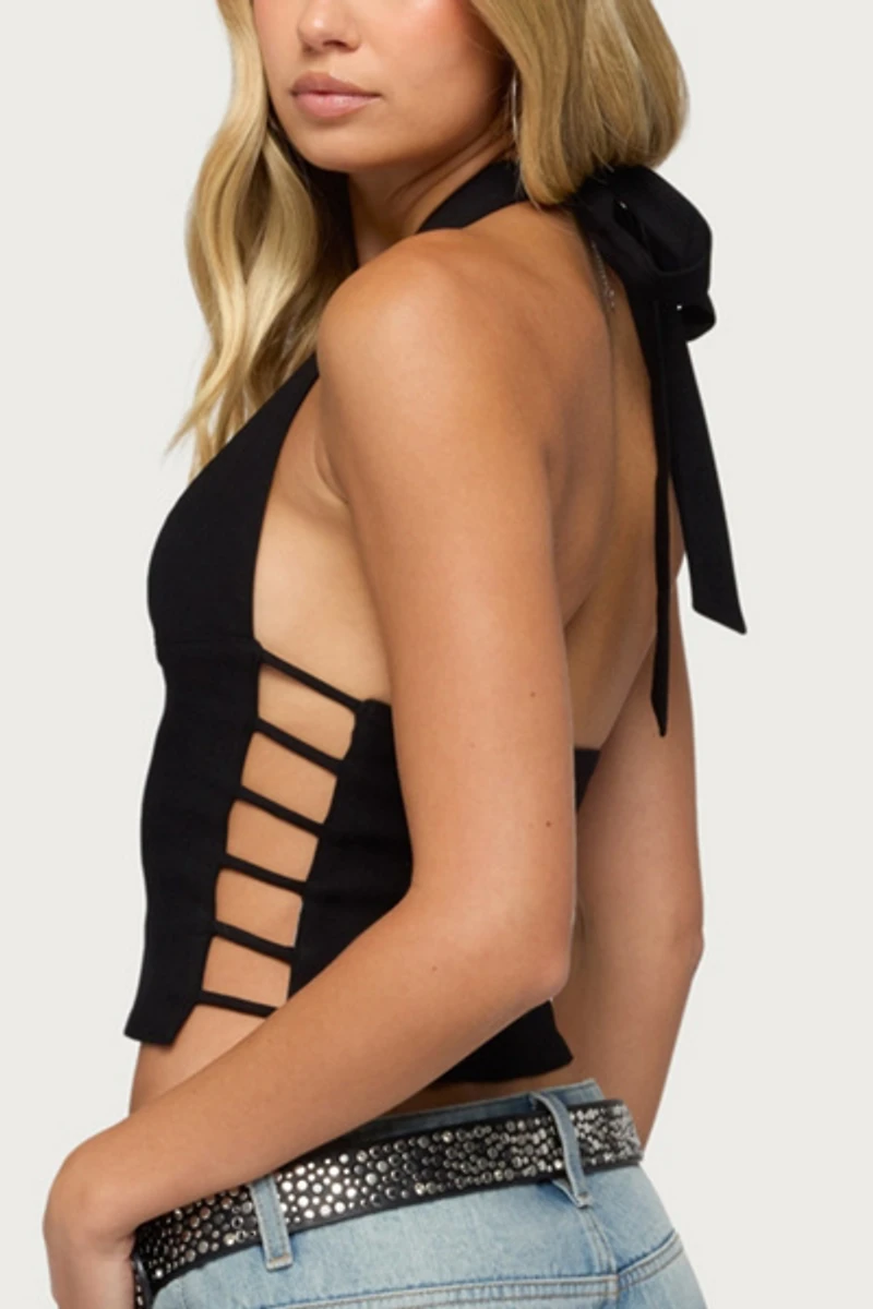 Edikted Aneera Cutout Plunging Halter Top