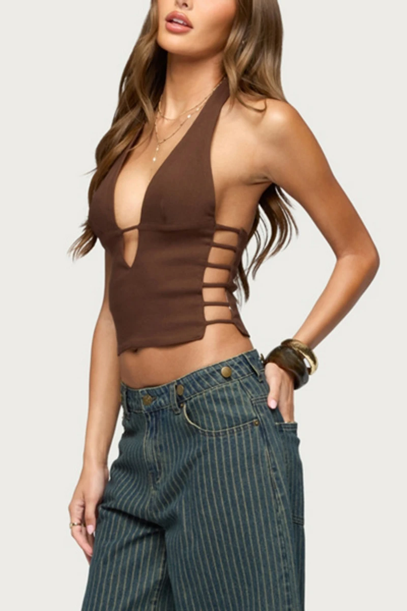 Edikted Aneera Cutout Plunging Halter Top