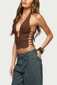 Edikted Aneera Cutout Plunging Halter Top