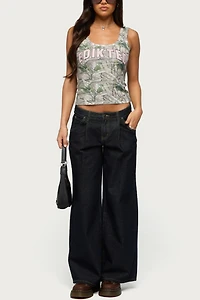 Edikted Pleated Low Rise Wide Leg Jean