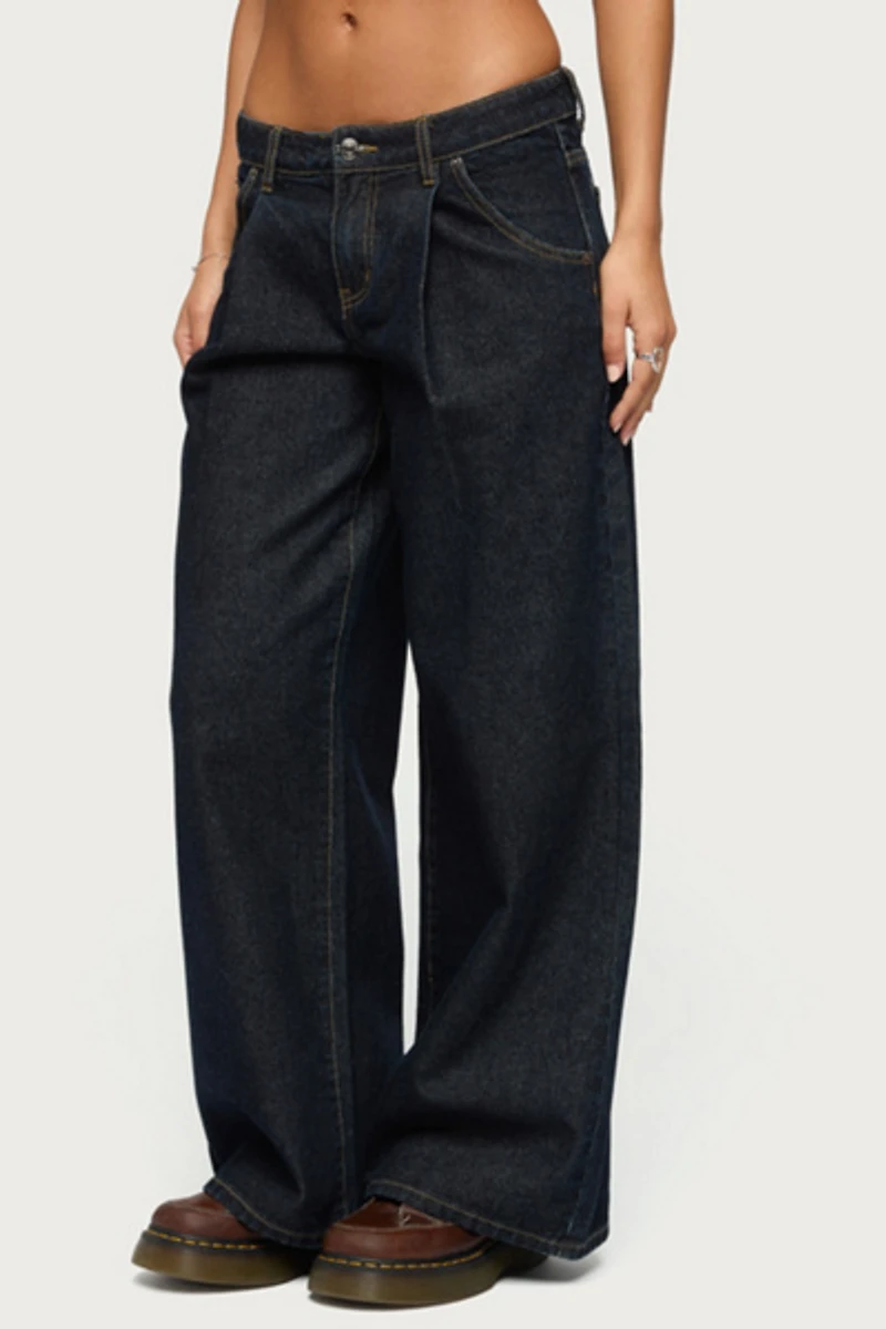 Edikted Pleated Low Rise Wide Leg Jean