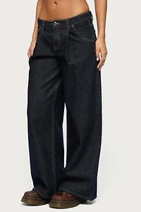 Edikted Pleated Low Rise Wide Leg Jean