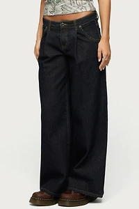 Edikted Pleated Low Rise Wide Leg Jean
