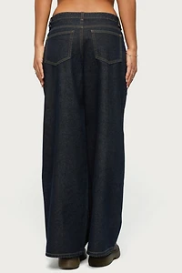 Edikted Pleated Low Rise Wide Leg Jean