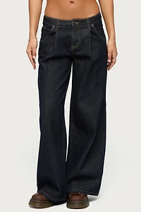 Edikted Pleated Low Rise Wide Leg Jean