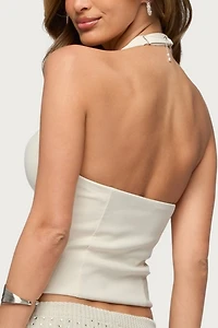 Edikted Loxley Stretchy Woven Plunge Halter Top