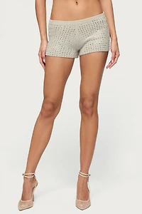 Edikted Mackenzie Rhinestone Knit Shorts