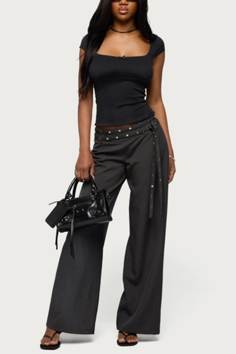 Edikted Cruz Double Belt Baggy Tailored Pants