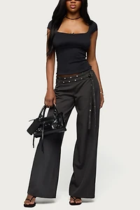 Edikted Cruz Double Belt Baggy Tailored Pants