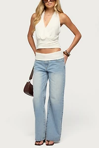 Edikted Knit Foldover Low Rise Baggy Jean