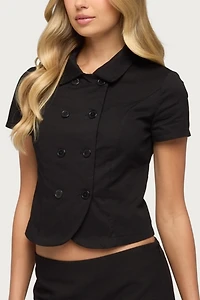 Edikted Pilar Short Sleeve Cotton Trench Shirt