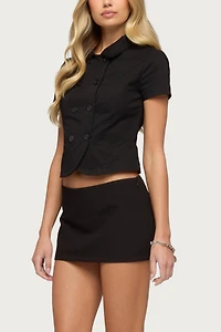 Edikted Pilar Short Sleeve Cotton Trench Shirt