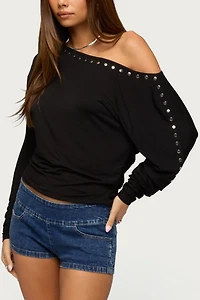 Edikted Paola Off Shoulder Stud Top