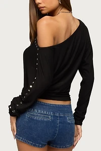 Edikted Paola Off Shoulder Stud Top