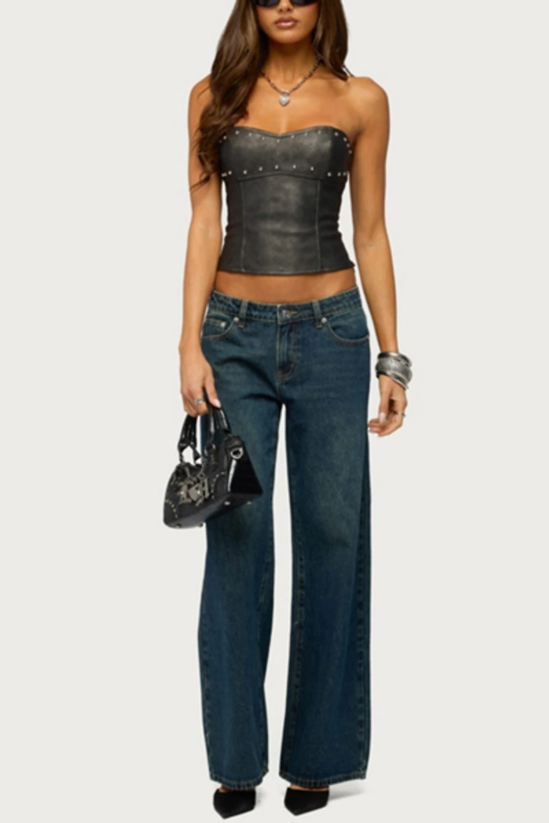 Edikted Izara Studded Faux Leather Corset