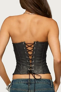 Edikted Izara Studded Faux Leather Corset