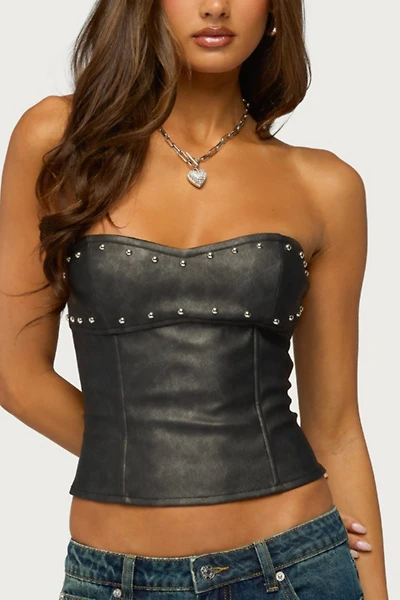 Edikted Izara Studded Faux Leather Corset