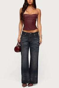 Edikted Izara Studded Faux Leather Corset