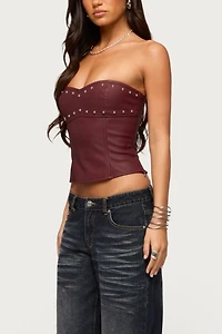 Edikted Izara Studded Faux Leather Corset