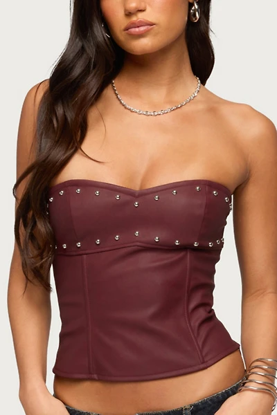 Edikted Izara Studded Faux Leather Corset