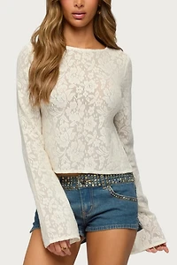 Edikted Flaura Backless Sheer Lace Top
