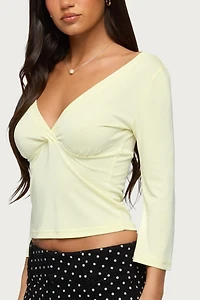 Edikted Mar V Neck Quarter Sleeve Top