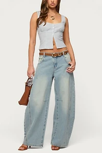 Edikted Katiya Pinstripe Button Up Top