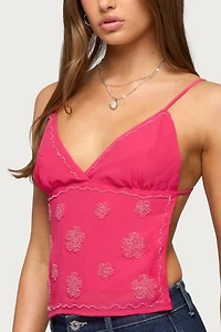 Edikted Kazi Backless Floral Bead Top