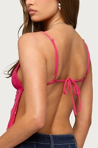 Edikted Kazi Backless Floral Bead Top