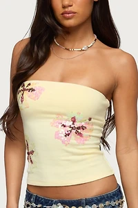 Edikted Braelyn Sequin Floral Tube Top