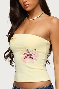 Edikted Braelyn Sequin Floral Tube Top