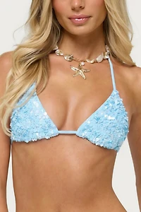 Edikted Grace Sequin Triangle Bikini Top