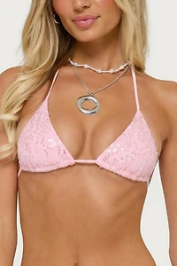 Edikted Naomey Sequin Triangle Bikini Top