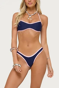 Edikted Kina Contrast Halter Bandeau Bikini Top