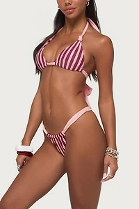Edikted Esmer Knotted Striped Bikini Top