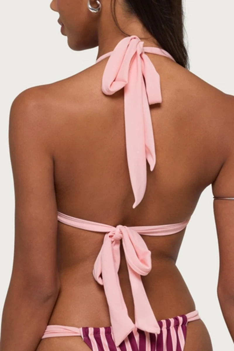 Edikted Esmer Knotted Striped Bikini Top