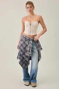Kimchi Blue Sweet Talker Lace-Up Denim Corset Top