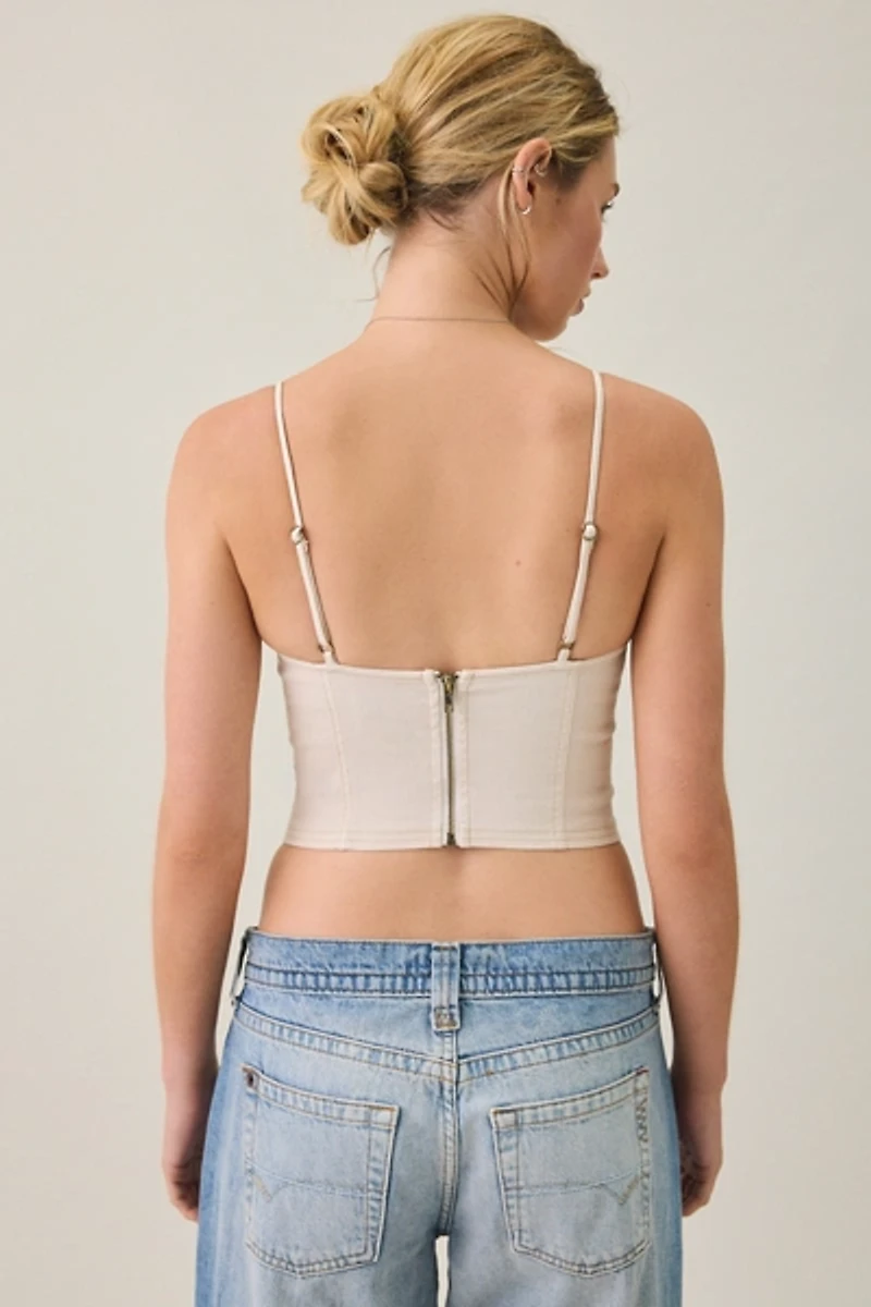 Kimchi Blue Sweet Talker Lace-Up Denim Corset Top