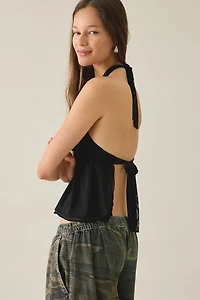 Kimchi Blue Renee Mesh Open Tie-Back Babydoll Halter Top