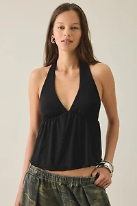Kimchi Blue Renee Mesh Open Tie-Back Babydoll Halter Top