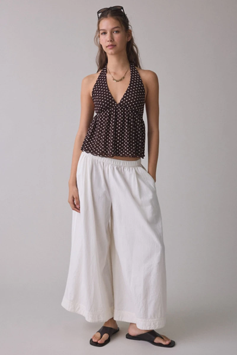 Kimchi Blue Renee Mesh Open Tie-Back Babydoll Halter Top