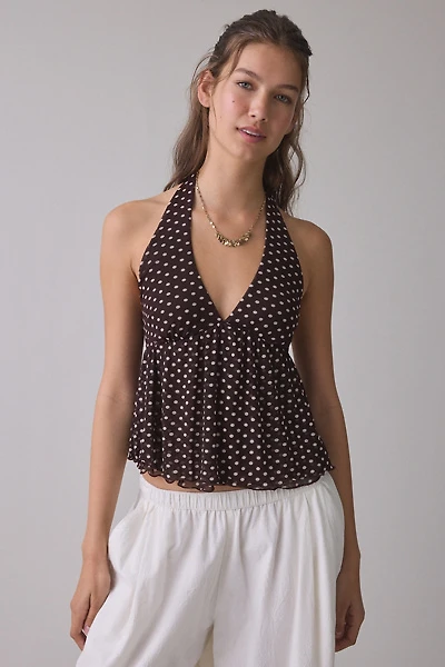 Kimchi Blue Renee Mesh Open Tie-Back Babydoll Halter Top